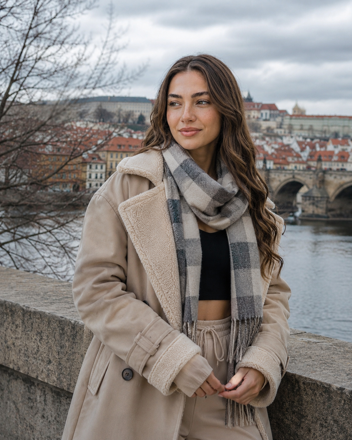 Winter Riverbank Street Style Portrait