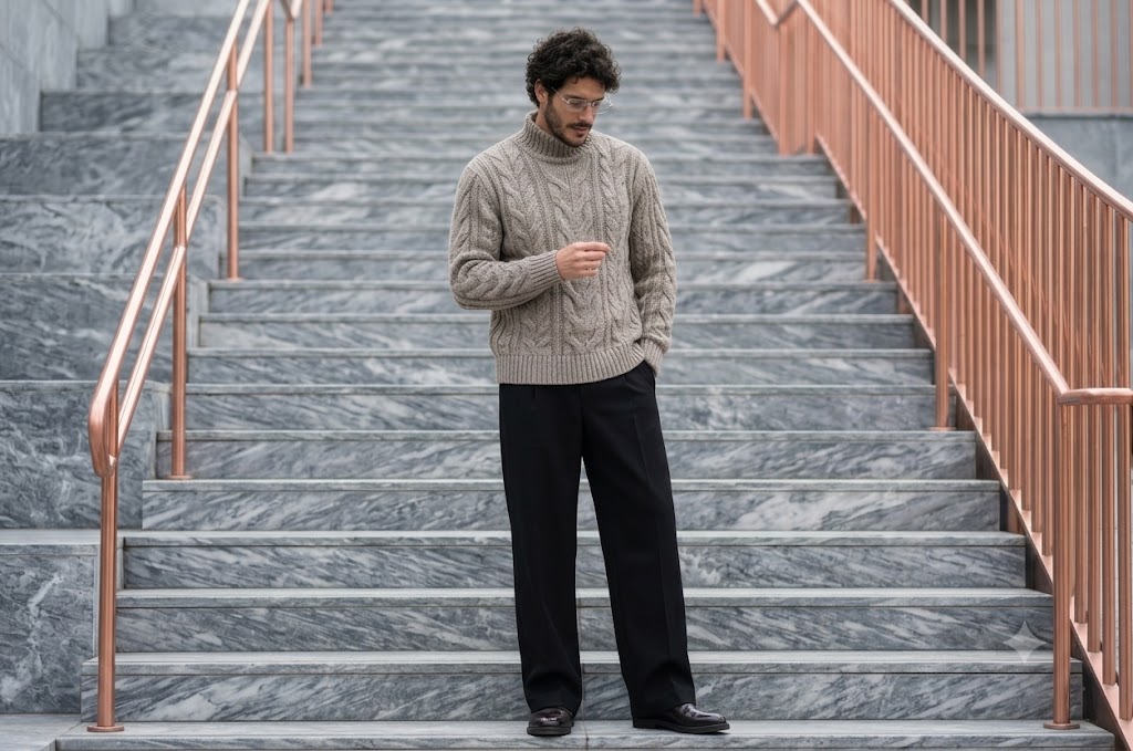 Indian High-Fashion Marble Steps Editorial Portrait