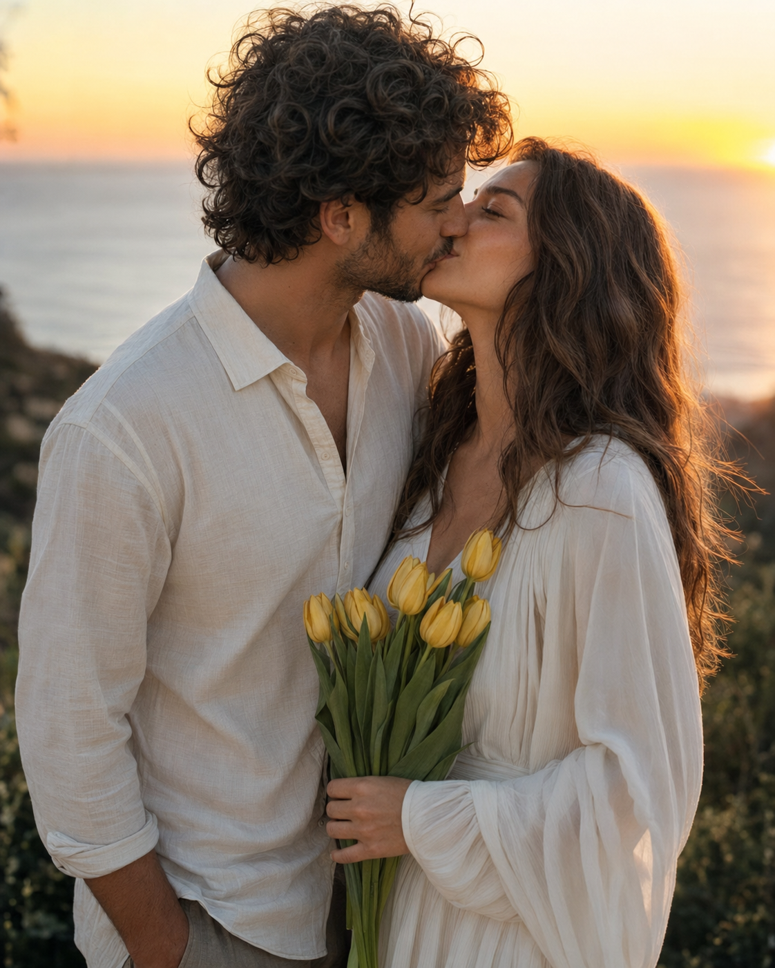 Golden Hour Tulip Kiss