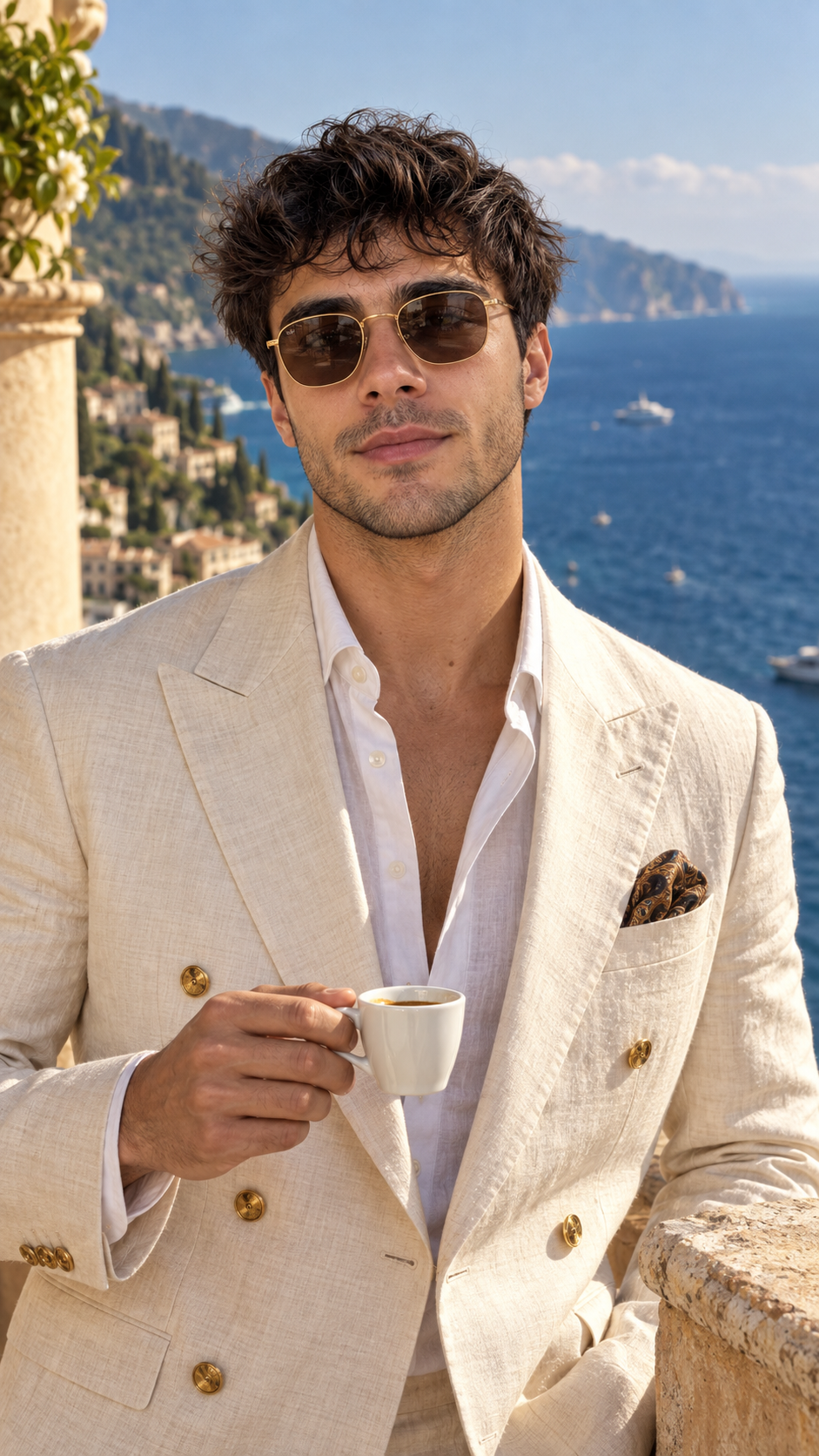 Italian Riviera Luxury Menswear Coastal Portrait